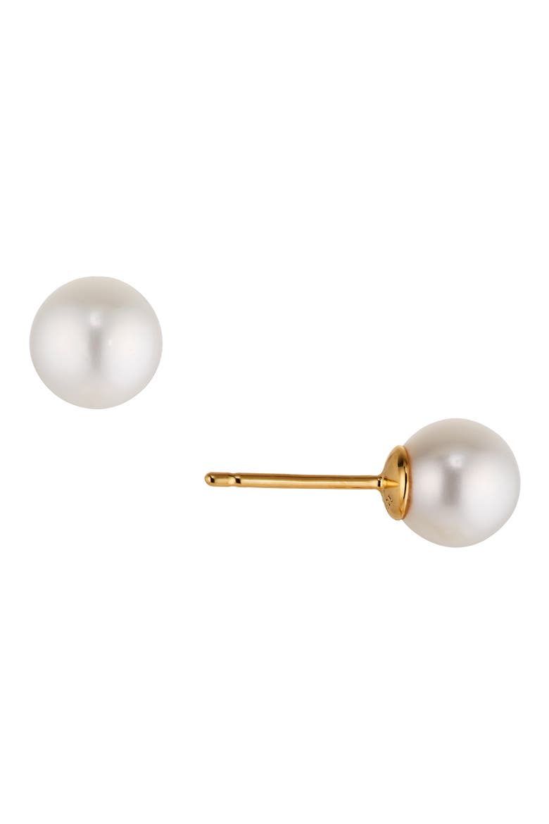 Cultured Freshwater Pearl Stud Earrings, Main, color, GOLD