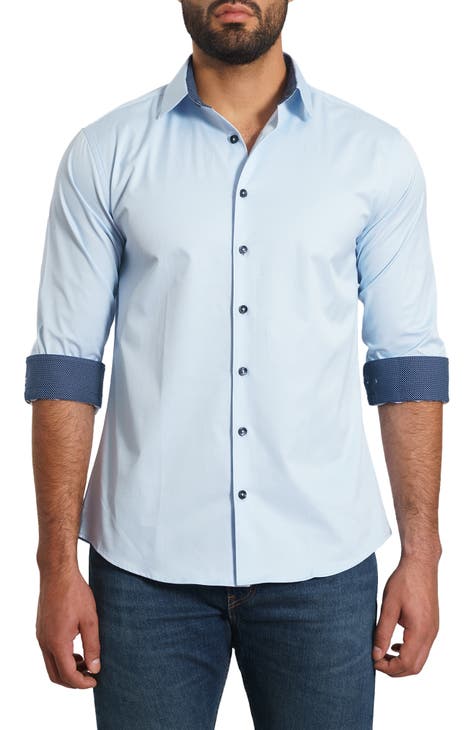 Trim Fit Solid Cotton Button-Up Shirt