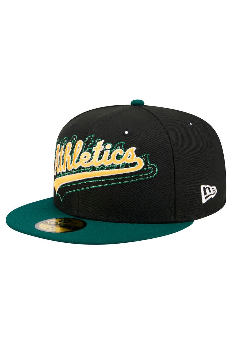 Men's New Era Black Athletics Shadow Stitch 59FIFTY Fitted Hat, Main, color, Black