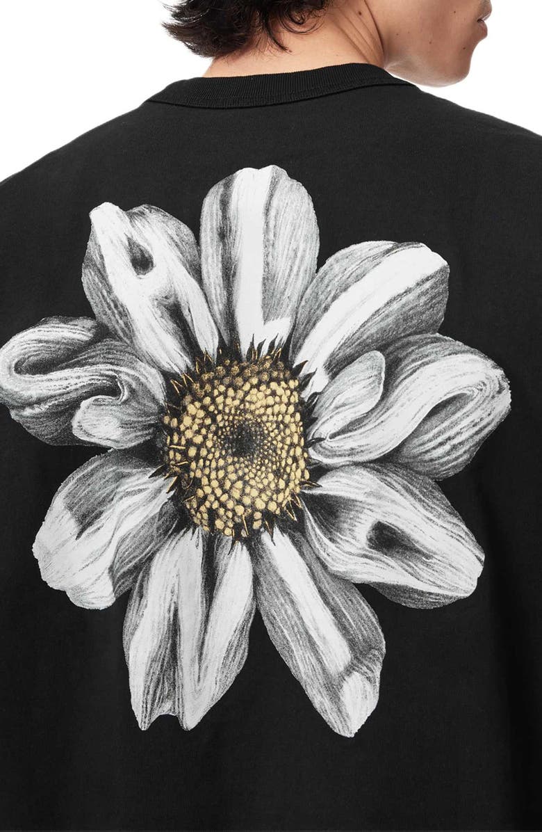 AllSaints Petals Cotton Graphic T-Shirt, Alternate, color, Washed Black