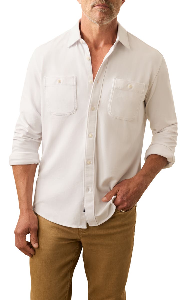 Faherty Field Knit Button-Up Shirt, Main, color, Pure White