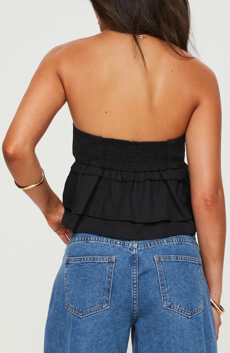 Princess Polly Ericka Strapless Peplum Top, Alternate, color, Black