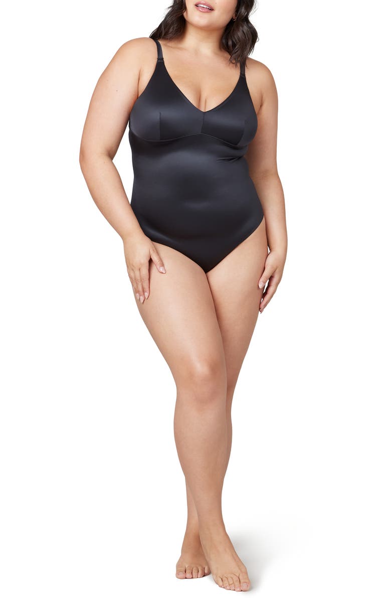 SPANX<sup>®</sup> Shaping Satin Thong Bodysuit, Alternate, color,