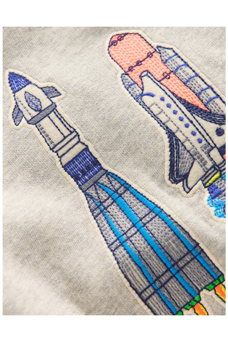Kids' Badge Appliqué Sweatshirt, Alternate, color, GREY MARL SPACE