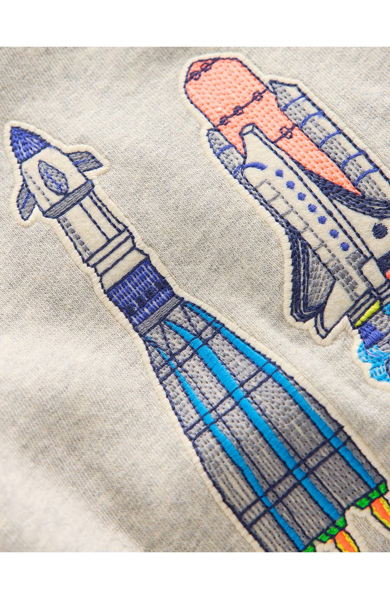 Mini Boden Kids' Badge Appliqué Sweatshirt, Alternate, color, Grey Marl Space