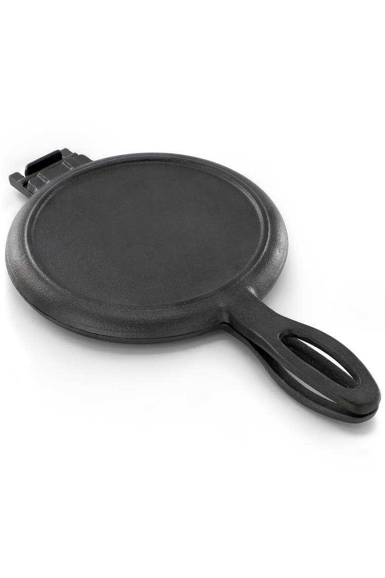 6.7 Inch Round Cast Iron Pie Iron Outdoor/Camping Cookware with Long Handle, Alternate, color, Black