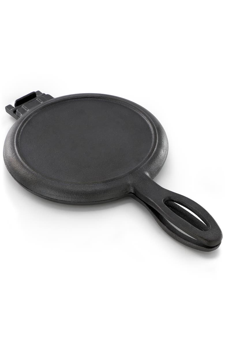 Megachef 6.7 Inch Round Cast Iron Pie Iron Outdoor/Camping Cookware with Long Handle, Alternate, color, Black