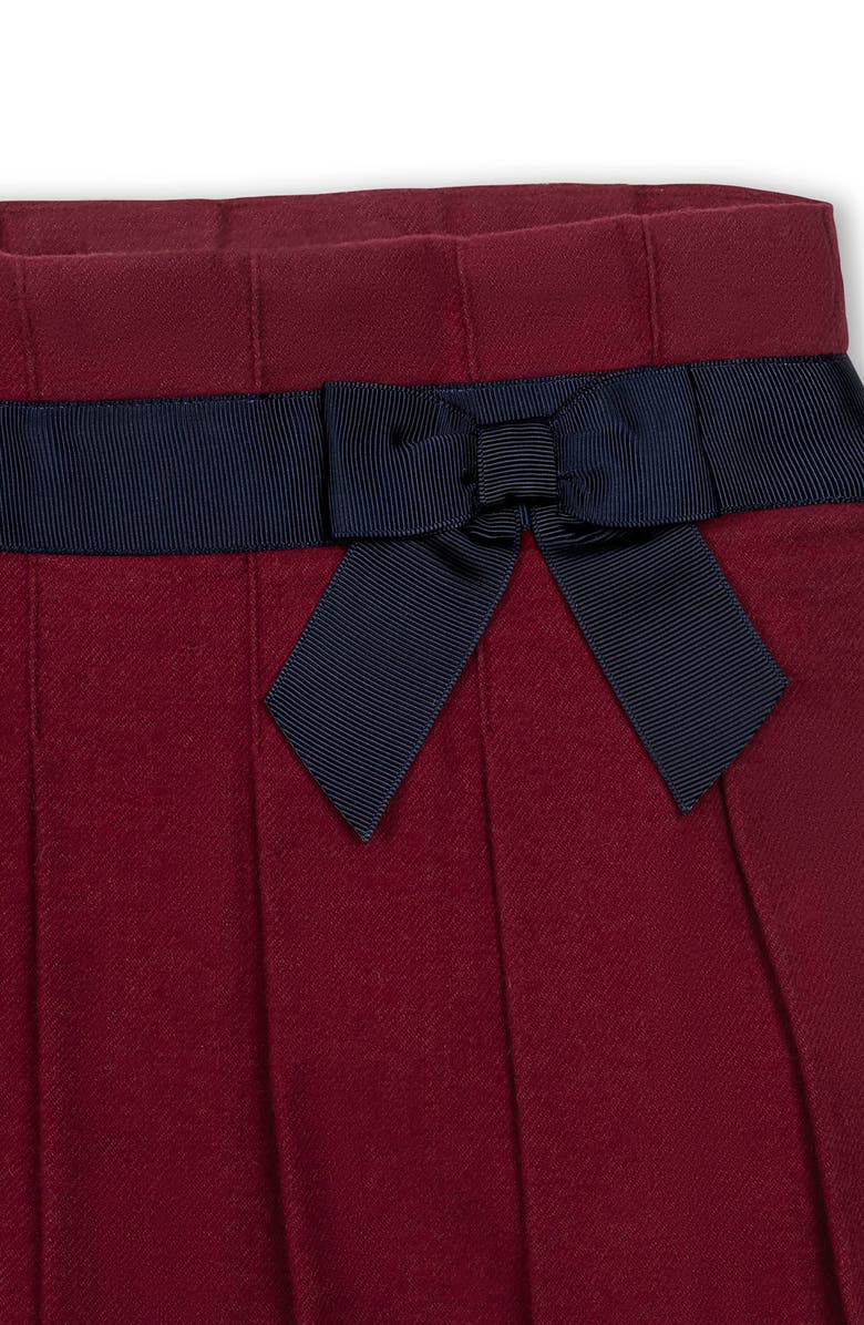 Hope & Henry Kids' Organic Brushed Cotton Pleated Skirt with Bow, Alternate, color, Dark Red