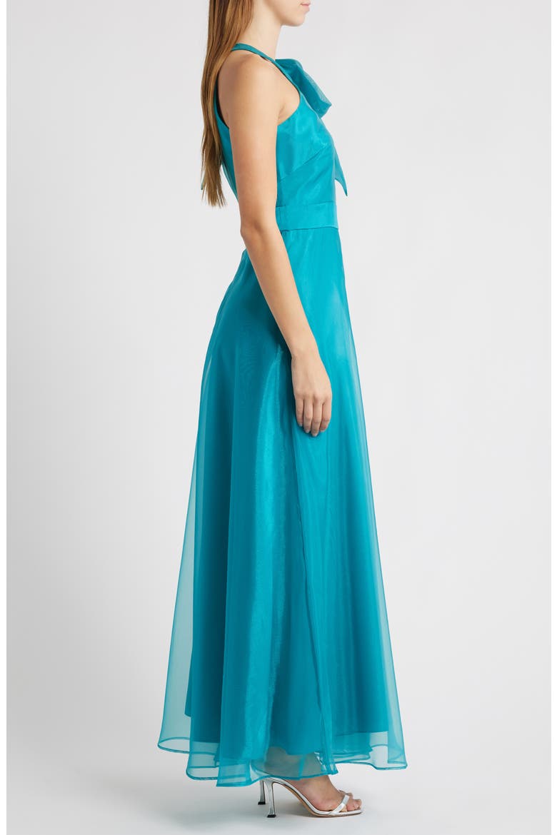 Bow Detail One-Shoulder Taffeta Jumpsuit, Alternate, color, JADE