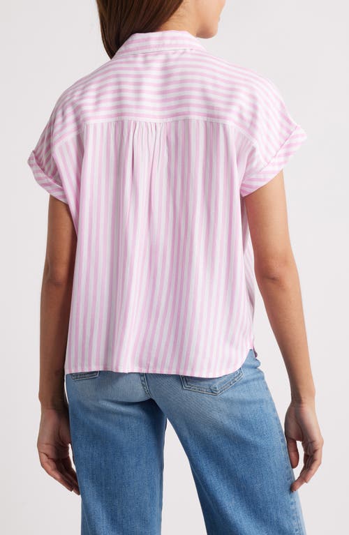 BEACHLUNCHLOUNGE BEACHLUNCHLOUNGE DARIA STRIPE SHORT SLEEVE BUTTON-UP SHIRT 