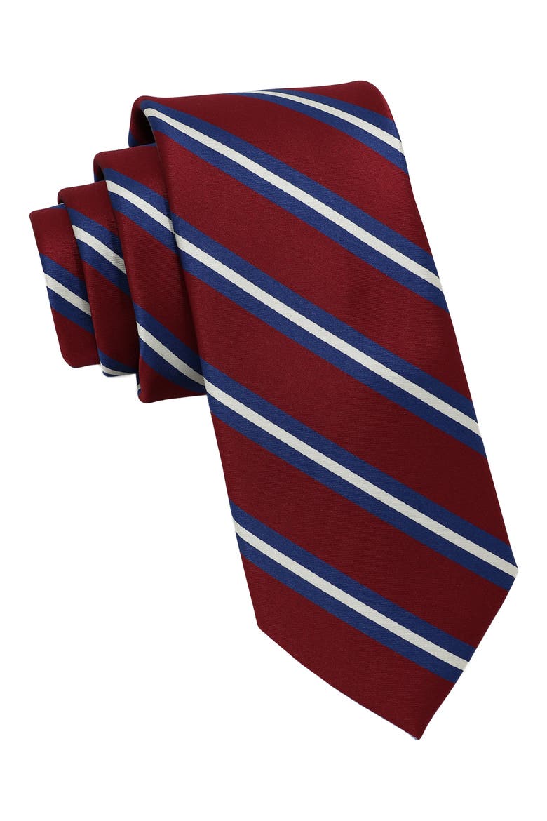 Striped Tie, Main, color, BURGUNDY/ NAVY