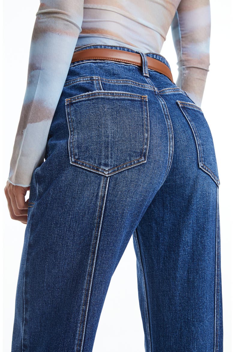 Seamed High Waist Wide Leg Jeans, Alternate, color, DEEP SEA
