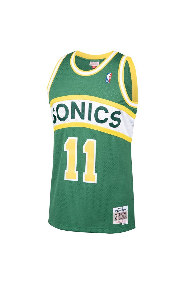 Mitchell & Ness Men's Mitchell & Ness Detlef Schrempf Green Seattle SuperSonics 1994/95 Hardwood Classics Swingman Jersey, Alternate, color, Green