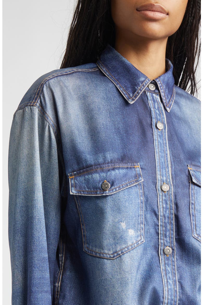 Journey Patty Distressed Twill Button-Up Shirt, Alternate, color, BLUE