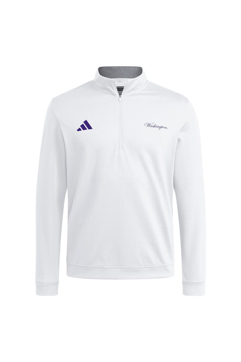 Men's adidas White Washington Huskies Elevated Quarter-Zip Jacket, Alternate, color, White