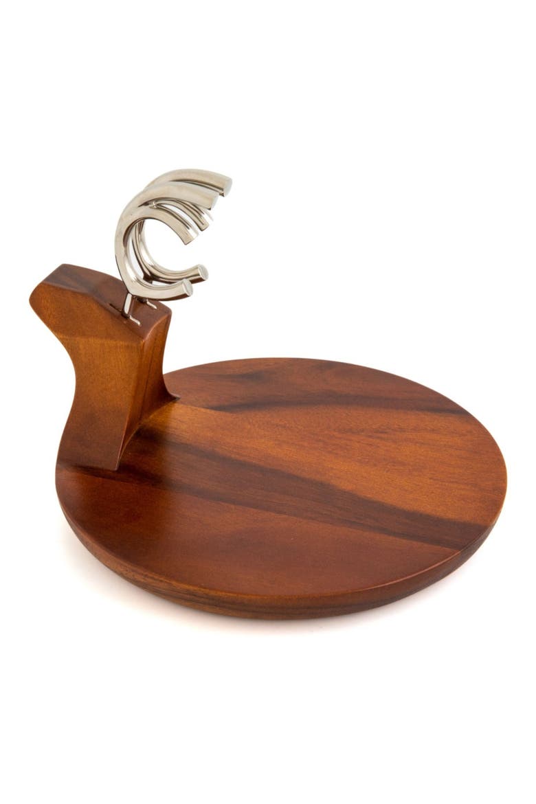 Reindeer Wood Platter with Spreader Knife, Alternate, color, BROWN
