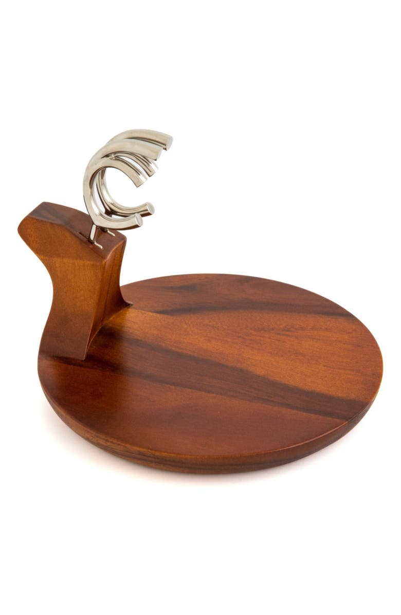 Nambé Reindeer Wood Platter with Spreader Knife, Alternate, color, Brown