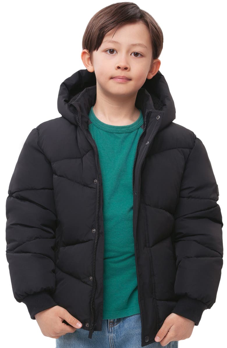 Rokka&Rolla Kids' Cozy Grid Puffer Jacket, Main, color, Black