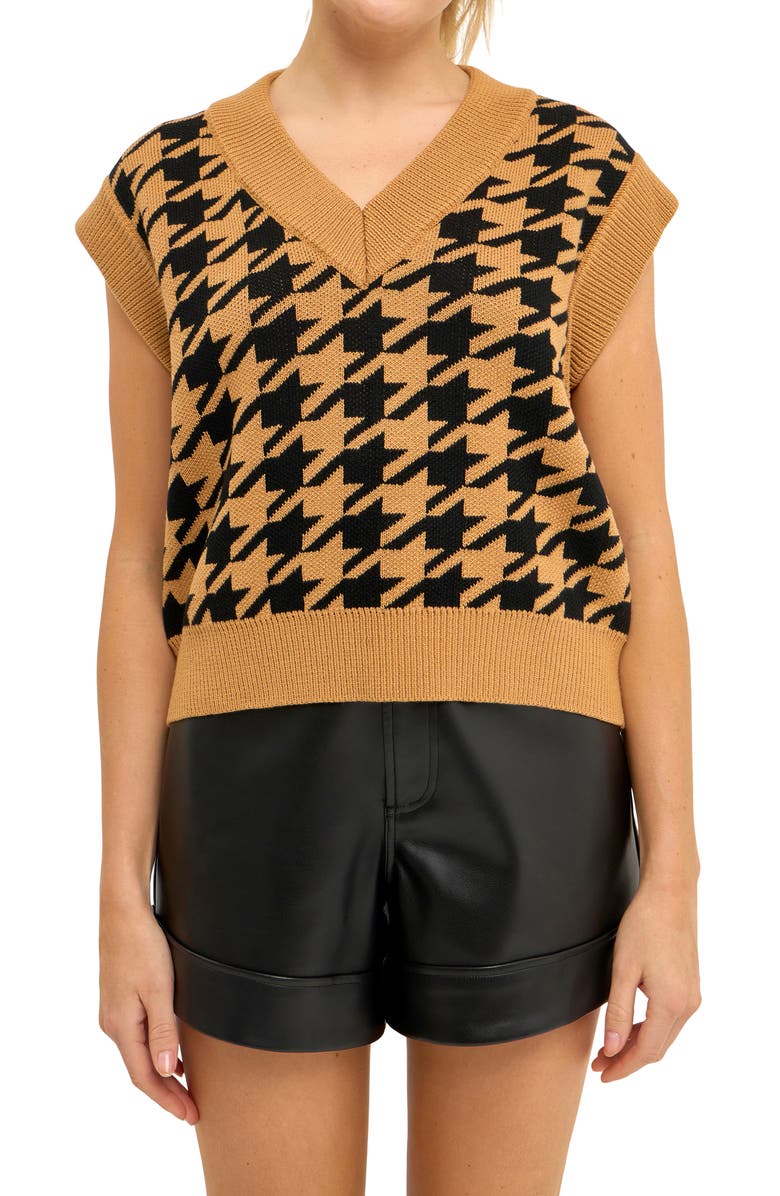 Endless Rose Houndstooth Sweater Vest, Main, color, 