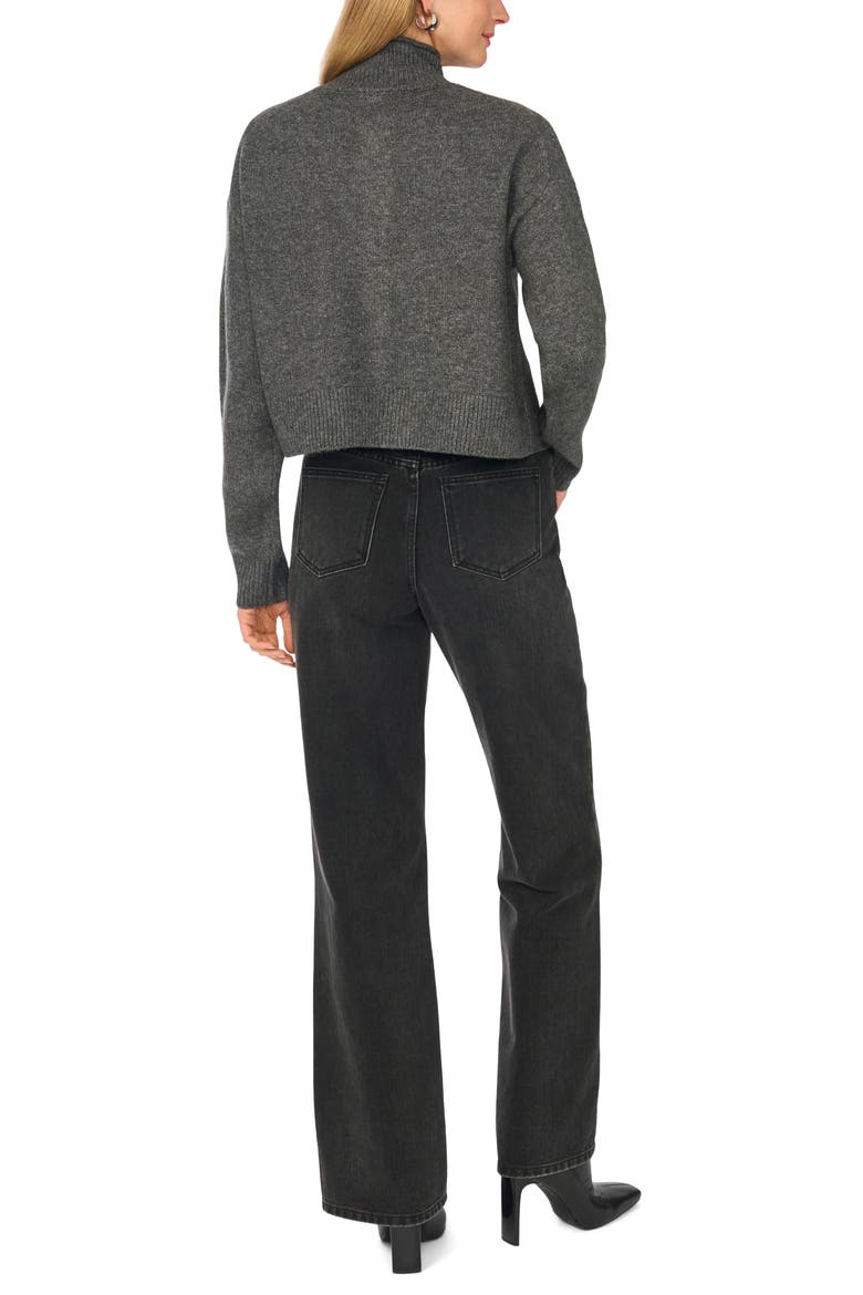 Button Mock Neck Cardigan, Alternate, color, MEDIUM HEATHER GREY