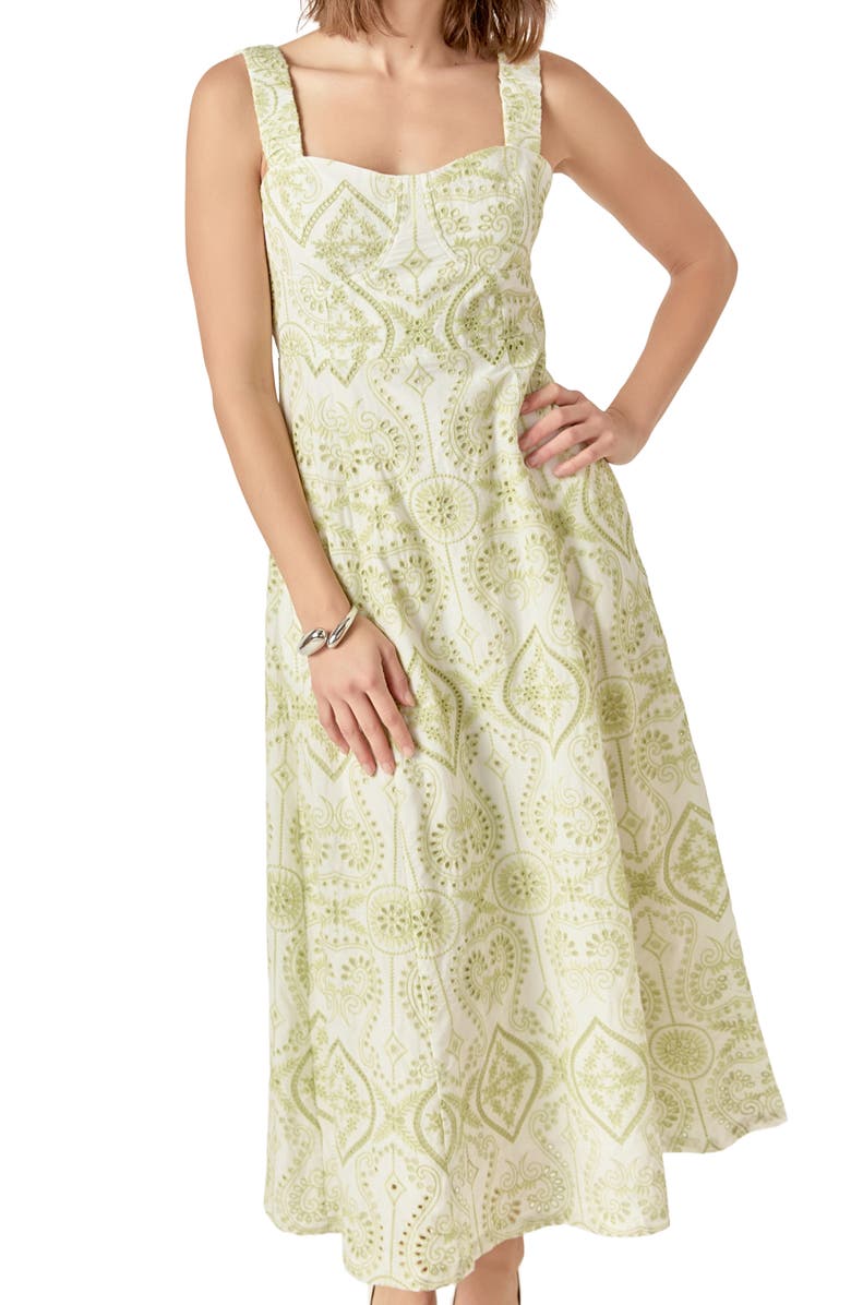Endless Rose Eyelet Embroidery A-Line Dress, Alternate, color, Pistachio