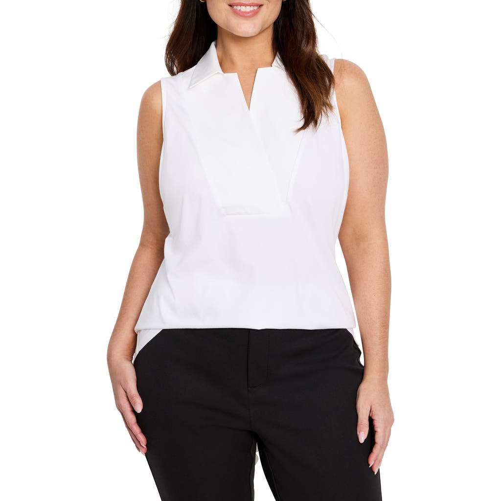 Nic + Zoe Nic+zoe Easy Collar Mixed Media Tank In Paper White