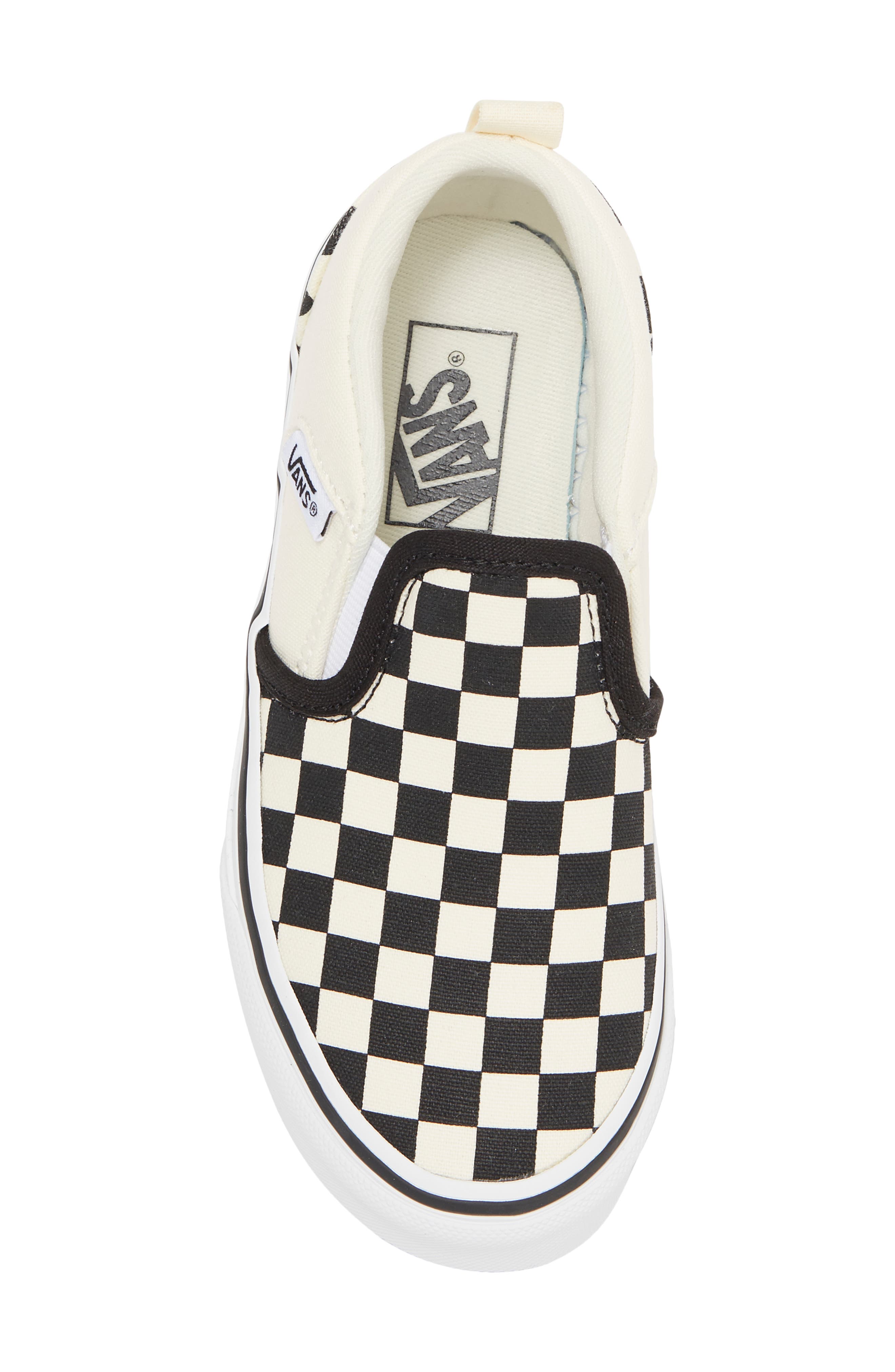 Vans Kids' Asher V Slip On Checkerboard Sneaker, Alternate, color, 