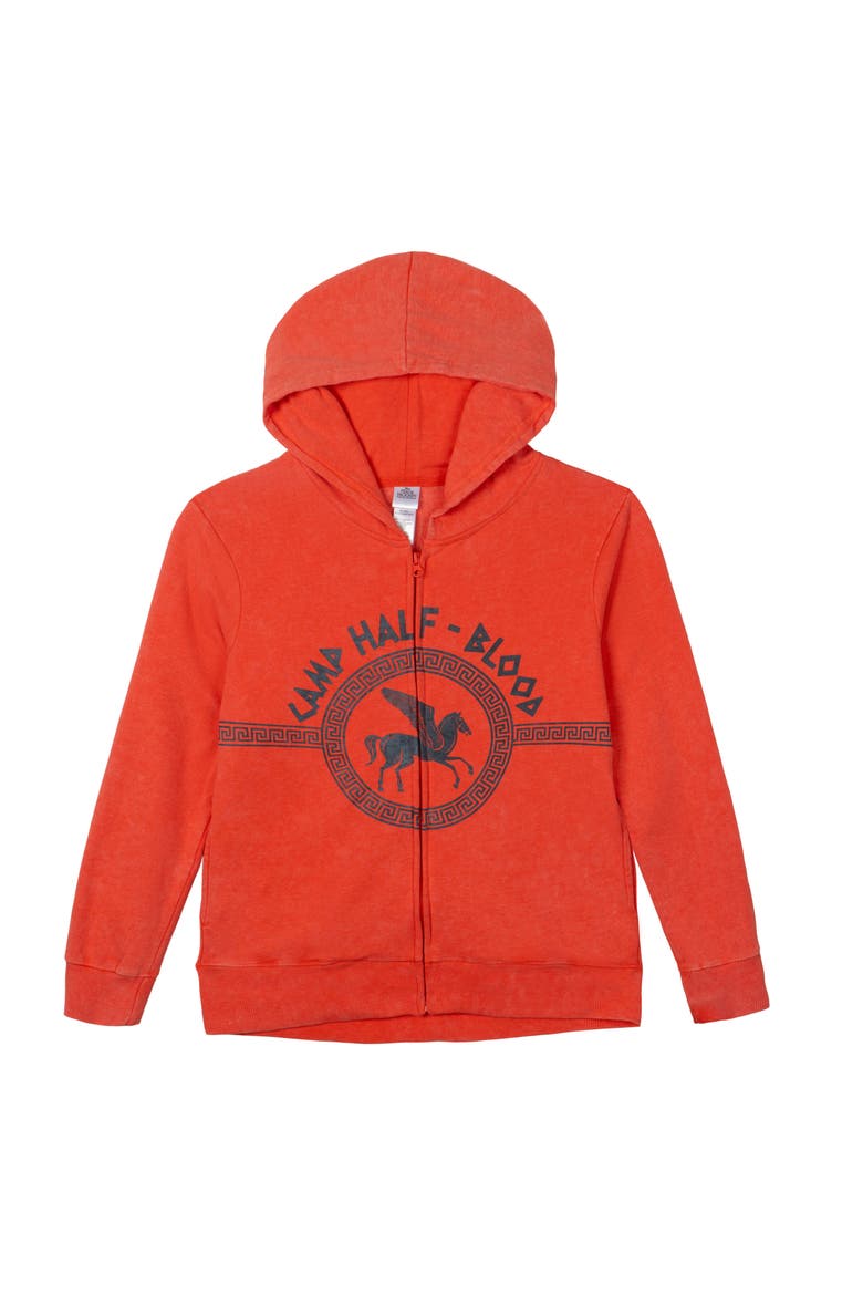 Percy Jackson and the Olympians Cosplay Fleece Zip-Up Hoodie, Main, color, Mineral Wash Rust