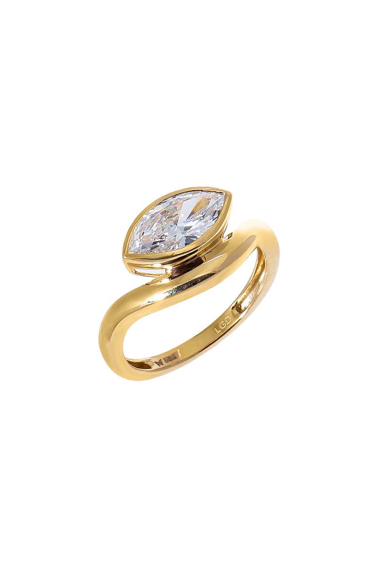 Lab Grown Diamond Marquise Bezel Swirled Pinky Ring 14K, Main, color, 14K Gold