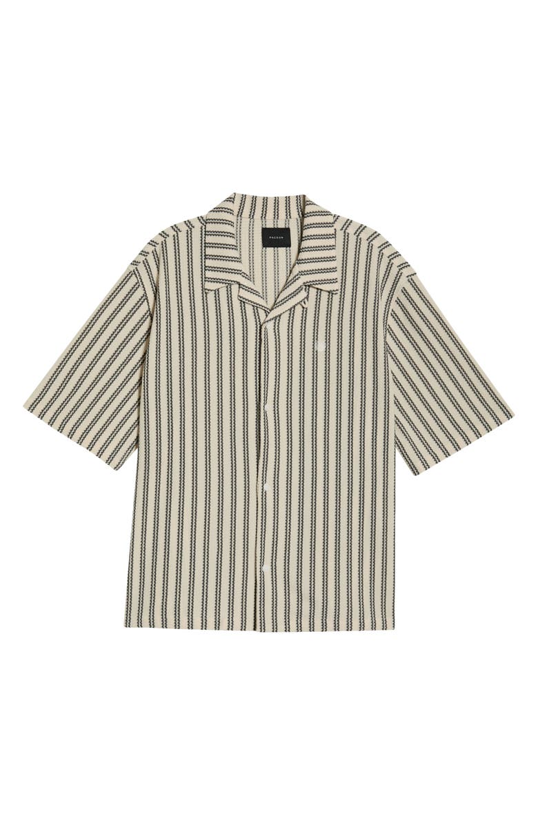 PacSun Kenan Stripe Button-Up Camp Shirt, Main, color, Cream