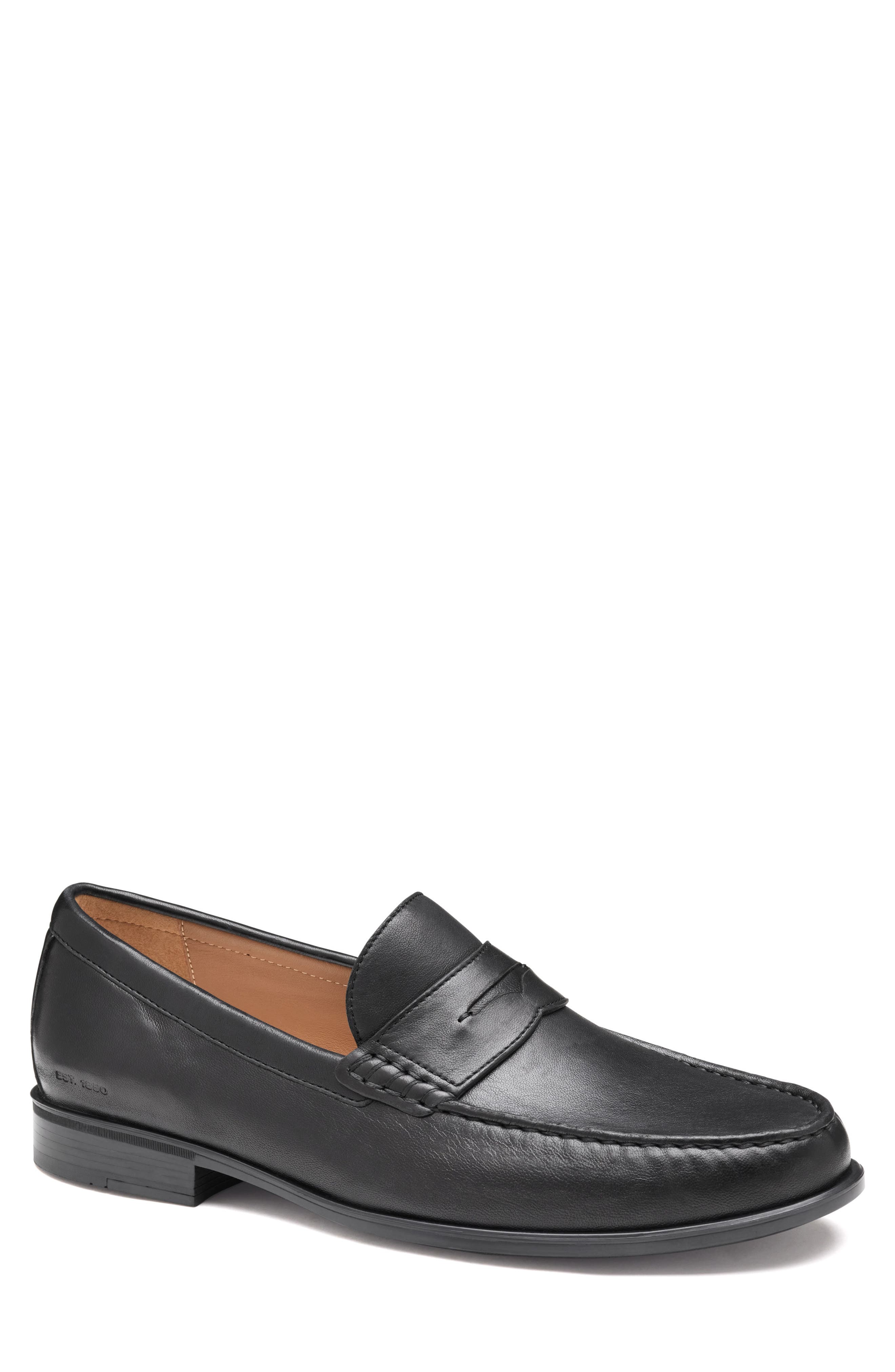 Johnston & Murphy Harrison Penny Loafer, Main, color, Black Glove Leather
