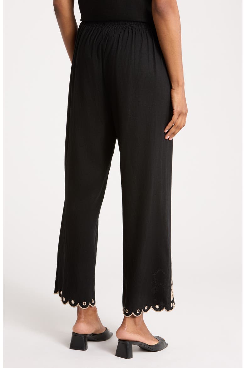 Embroidered Pants, Alternate, color, BLACK