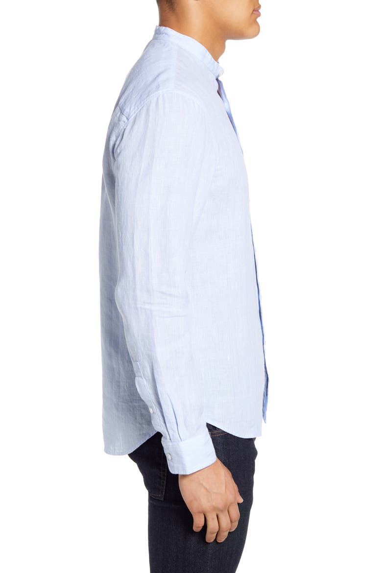 Slim Fit Linen Button-Up Shirt, Alternate, color, LIGHT BLUE