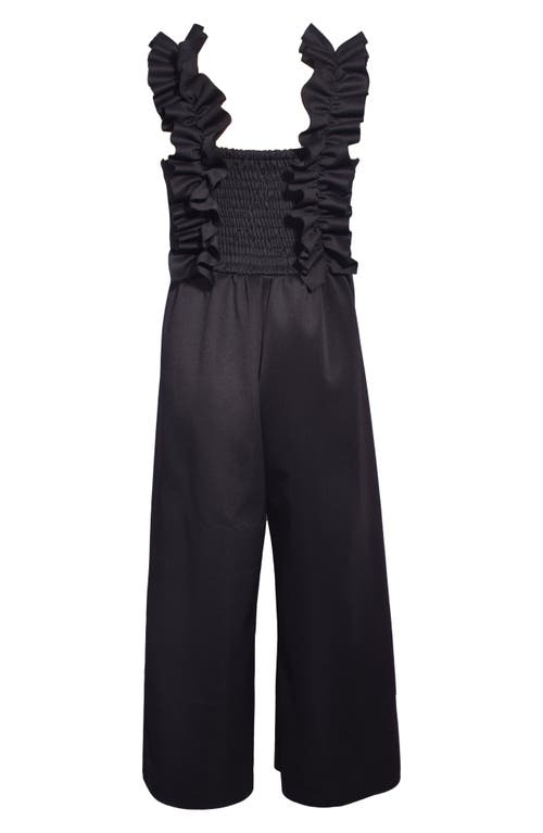 Iris & Ivy Kids' Shirred Jumpsuit In Black