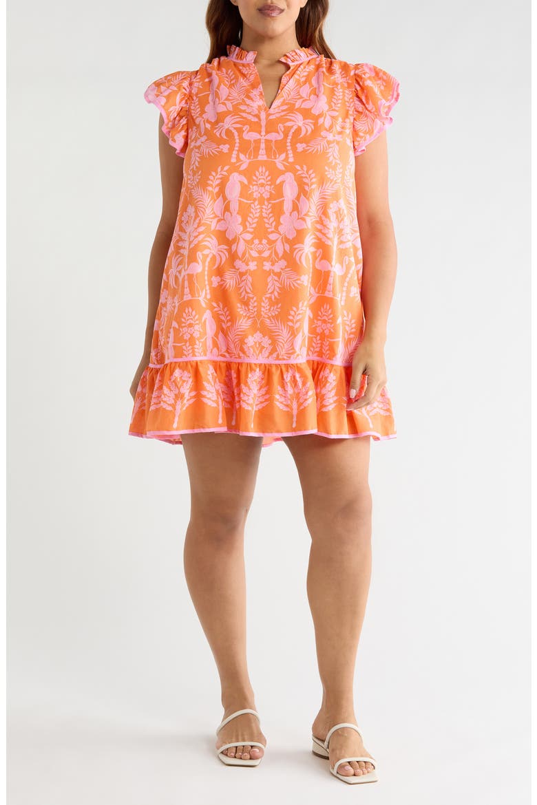Davina Tropical Print Shift Minidress, Main, color, PINK-0RG-MUL