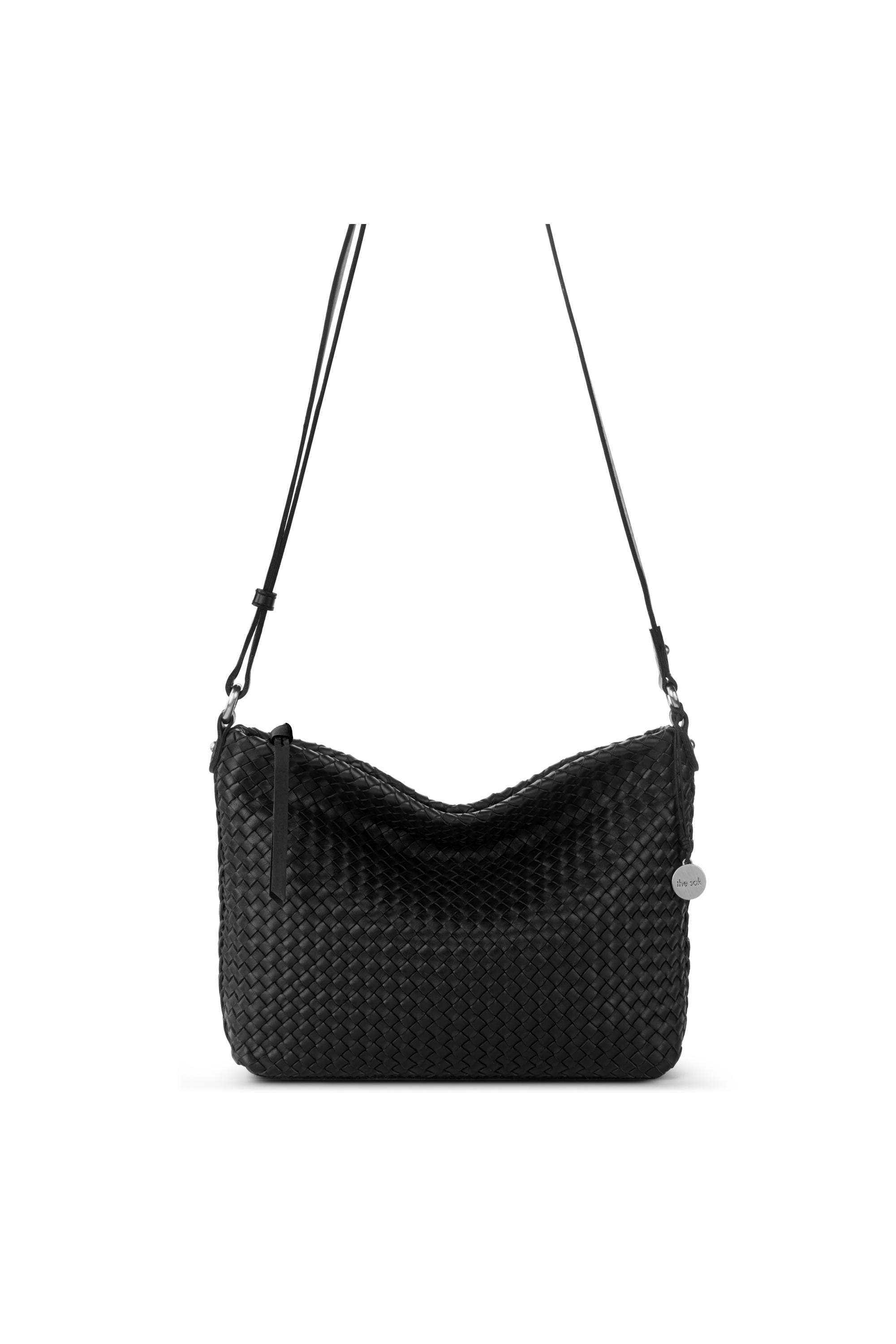 The Sak Melrose Crossbody Woven Leather Bag, Alternate, color, Black Woven
