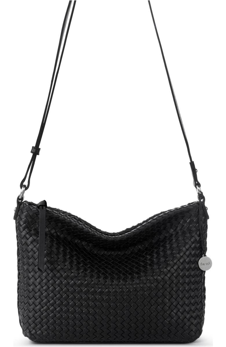 The Sak Melrose Crossbody Woven Leather Bag, Alternate, color, Black Woven