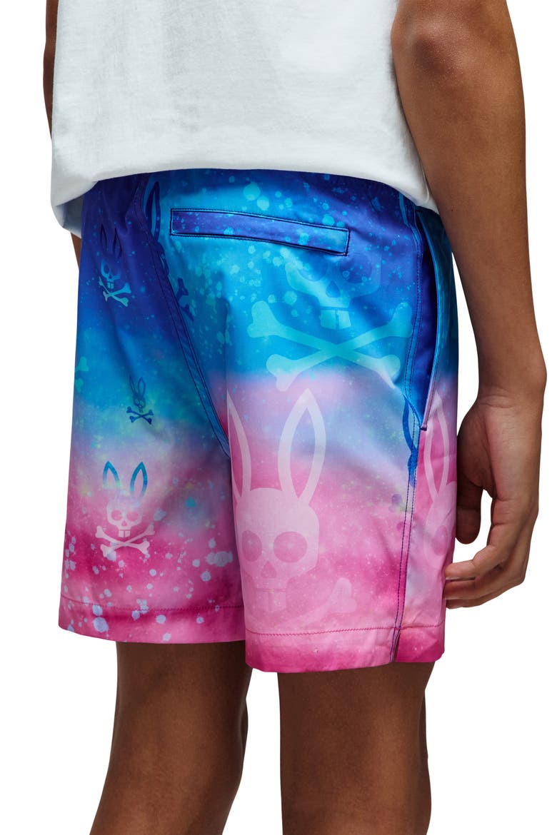 Kids' Caspian Allover Bunny Swim Trunks, Alternate, color, BEGONIA PINK
