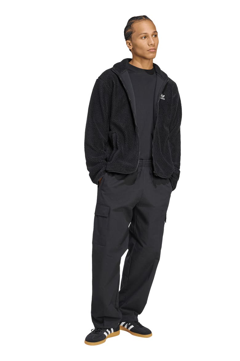 Trefoil Essentials Cotton Ripstop Cargo Pants, Alternate, color, BLACK/ WHITE