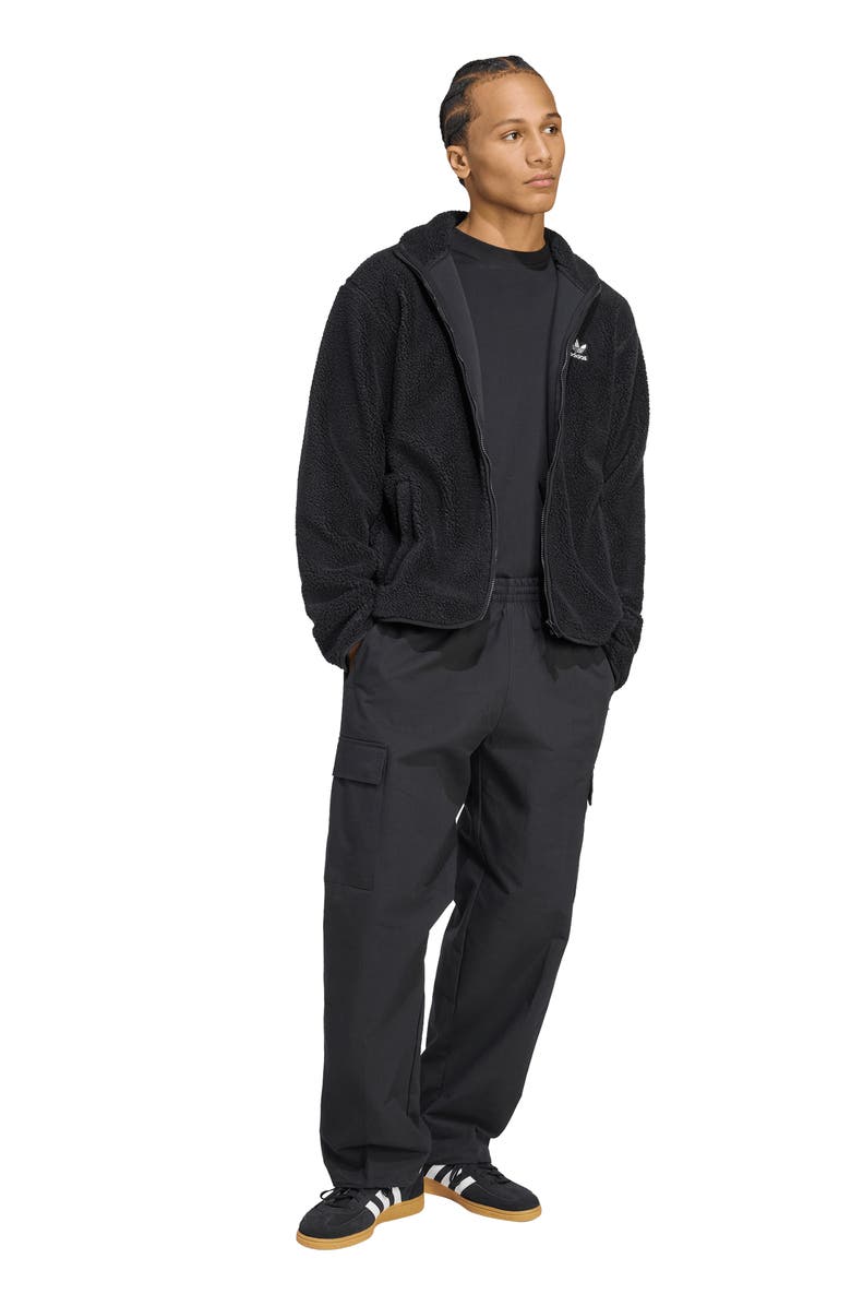 adidas Trefoil Essentials Cotton Ripstop Cargo Pants, Alternate, color, Black/ White