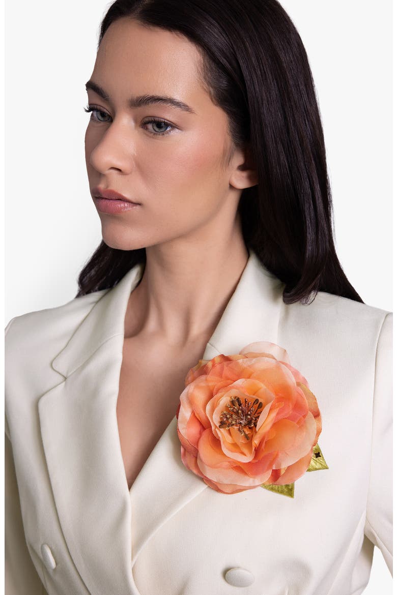 The Peach Open Rose Floral Brooch, Alternate, color, Peach
