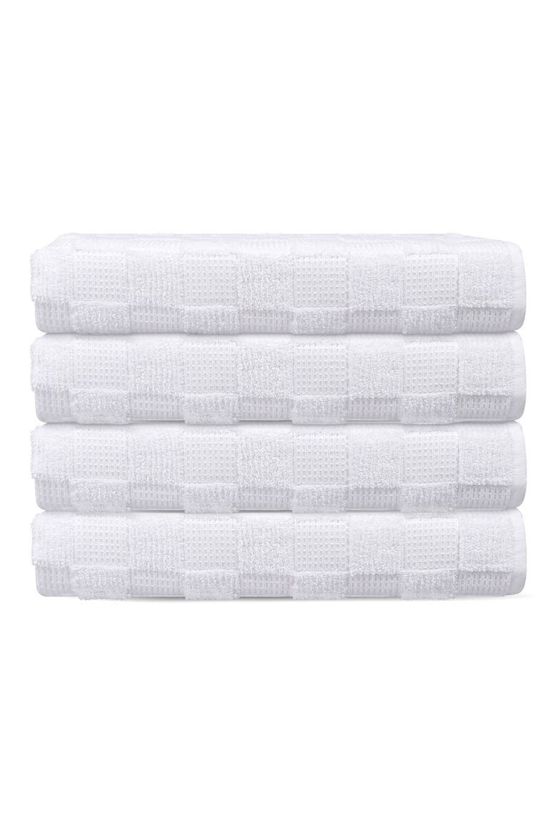 Waffle Terry 4-Piece Turkish Cotton Bath Towel Set, Main, color, WHITE