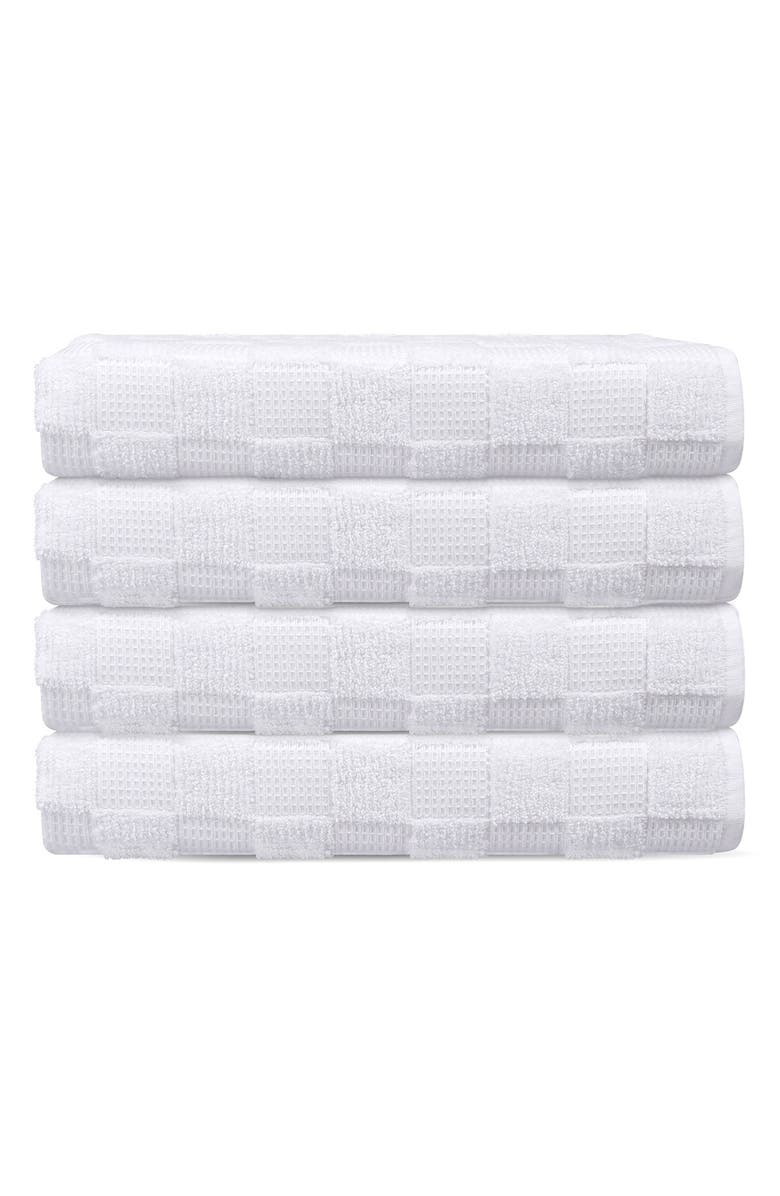 DePera Waffle Terry 4-Piece Turkish Cotton Bath Towel Set, Main, color, White