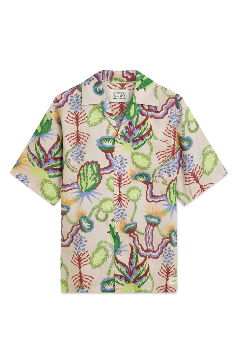 Scotch & Soda Relaxed Fit Print Short Sleeve Button-Up Shirt, Alternate, color, Desert Floral Canyon Clay