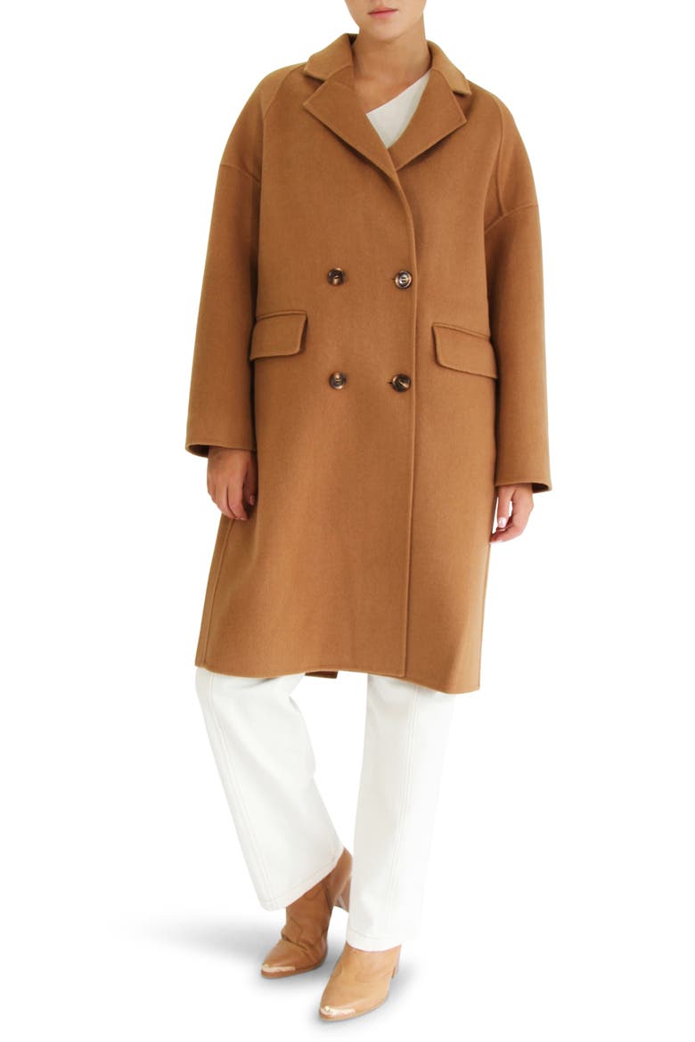 Amnesia Oversized Wool Blend Coat, Main, color, CAMEL
