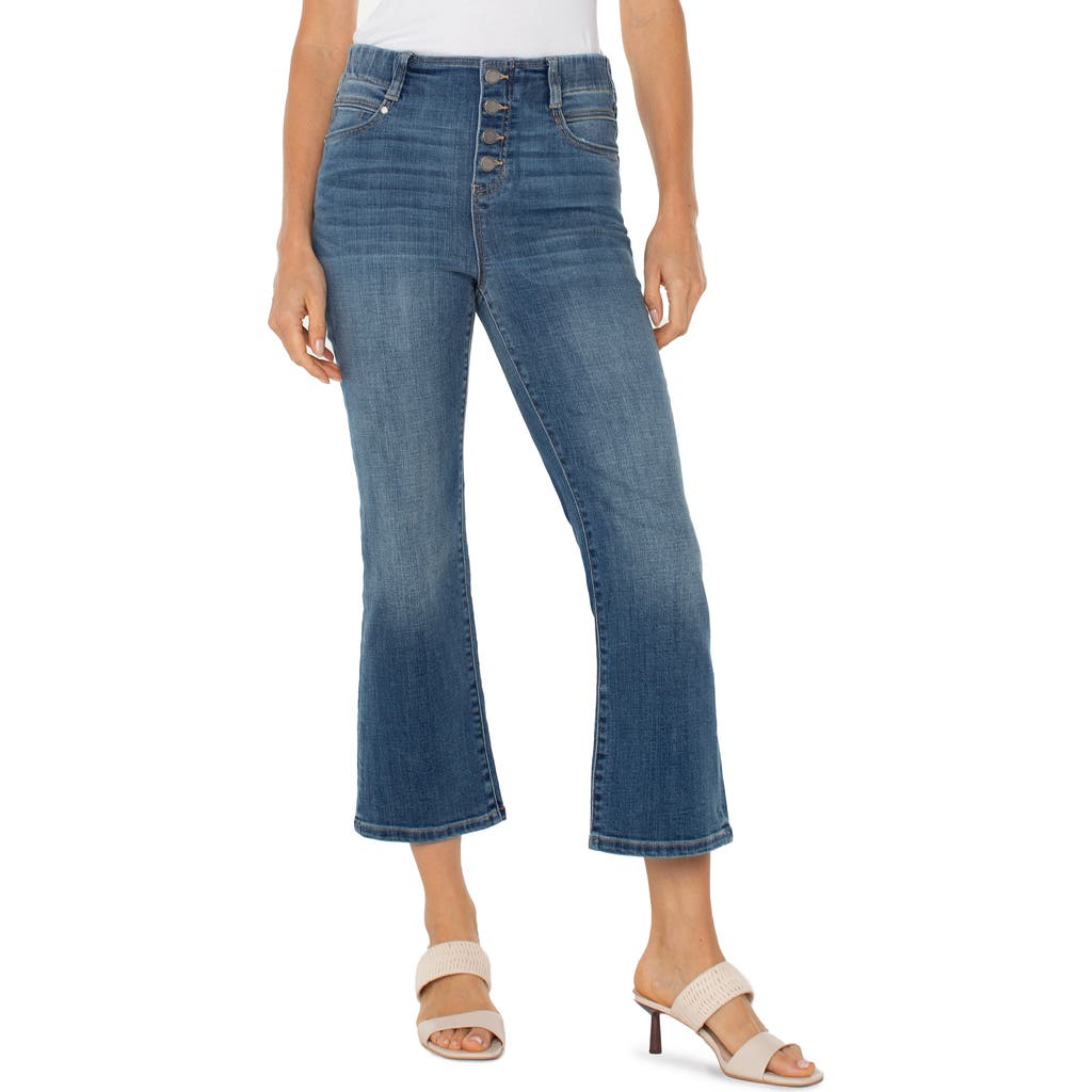 Liverpool Los Angeles Gia Glider Exposed Button Crop Flare Jeans In Neola