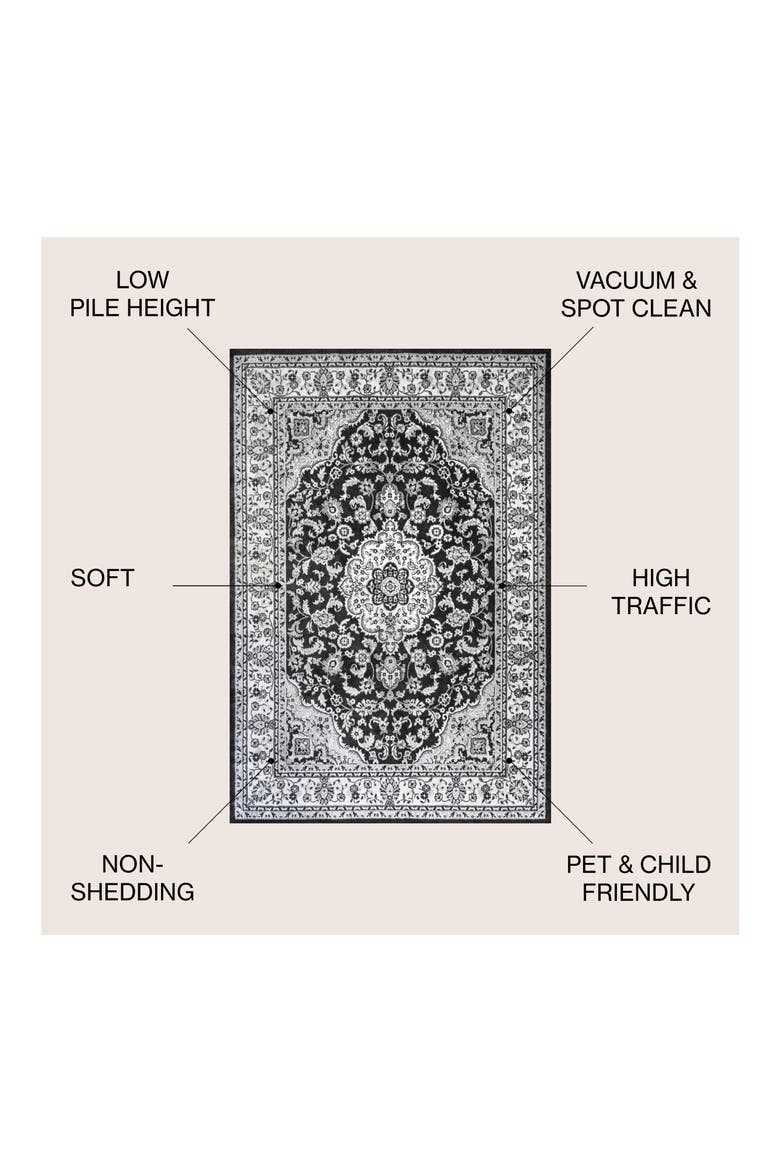 Palmette Modern Persian Floral Area Rug, Alternate, color, Cream/Gray/Black