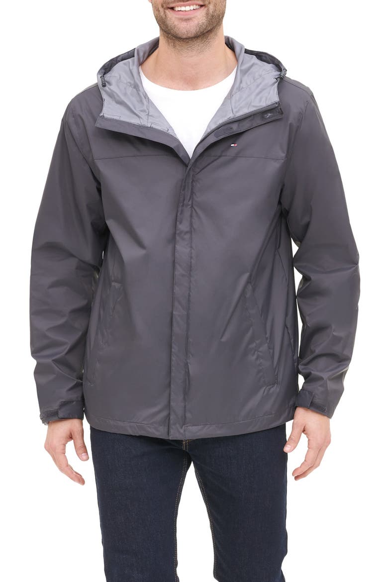Hooded Rain Slicker Jacket, Alternate, color, CHARCOAL