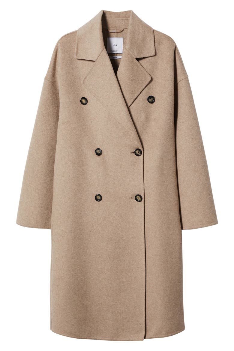 Oversize Double Breasted Wool Blend Coat, Main, color, MEDIUM BROWN