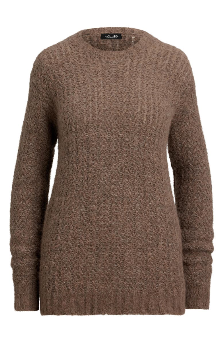 Lauren Ralph Lauren Oversize Open Stitch Sweater, Alternate, color, Taupe Brown Heather